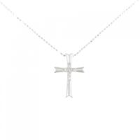 K18WG クロス ダイヤモンド ネックレス 0.10CT