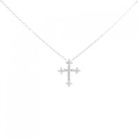 K18WG クロス ピンクダイヤモンド ネックレス 0.05CT