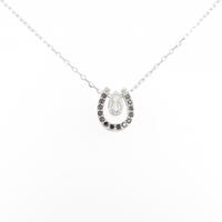 K18WG ホースシュー ダイヤモンド ネックレス 0.05CT