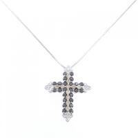 K18WG/K18YG クロス ダイヤモンド ネックレス 0.95CT
