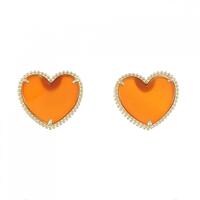 K18YG ハート メノウ ピアス 4.50CT