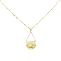 K18YG バッグ ダイヤモンド ネックレス 0.06CT