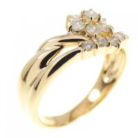 K18YG フラワー ダイヤモンド リング 0.32CT