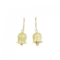 K18YG フラワーxベル ダイヤモンド ピアス