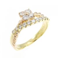 K18YG/K18PG フラワー ダイヤモンド リング 0.40CT