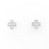 PT クロス ダイヤモンド ピアス 0.30CT