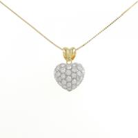 PT/750YG/K18YG パヴェ ハート ダイヤモンド ネックレス 1.01CT