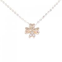 750PG クローバー ダイヤモンド ネックレス 0.03CT