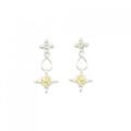 K18WG クロス サファイヤ ピアス 0.12CT 拡散処理未検査