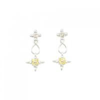 K18WG クロス サファイヤ ピアス 0.12CT 拡散処理未検査
