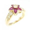 K18YG フラワー ルビー リング 1.01CT