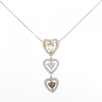 K18スリーカラー ハート ダイヤモンド ネックレス 1.17CT