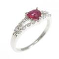 PT ハート ルビー リング 0.40CT