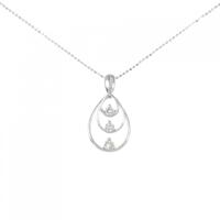 K18WG スリーストーン ダイヤモンド ネックレス 0.30CT