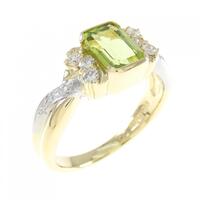 K18YG/PT ペリドット リング 1.09CT