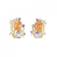 K18YG/PT ガーネット イヤリング