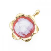 750YG フラワー メノウカメオ ペンダント