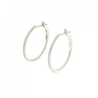 K18WG フープ ダイヤモンド ピアス 0.26CT