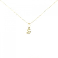 K18YG イニシャルS ダイヤモンド ネックレス 0.01CT