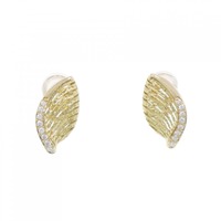 K18YG リーフ ダイヤモンド イヤリング