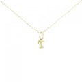 K18YG イニシャルT ダイヤモンド ネックレス 0.01CT