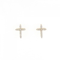 【新品】K18YG クロス ダイヤモンド ピアス 0.20CT