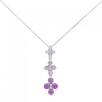 K18WG フラワー サファイヤ ネックレス 1.02CT 拡散処理未検査