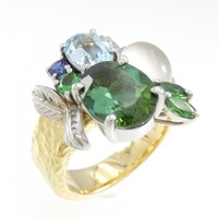 K18YG/PT カラーストーン リング