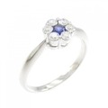 K18WG フラワー サファイヤ リング 0.14CT