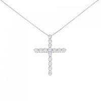 K18WG クロス ダイヤモンド ネックレス 2.431CT