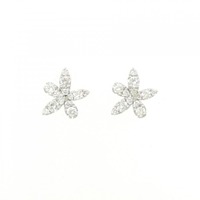 K18WG フラワー ダイヤモンド ピアス 0.50CT