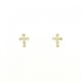 K18YG クロス ダイヤモンド ピアス