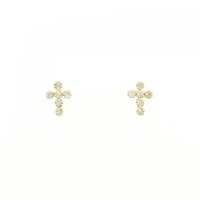 K18YG クロス ダイヤモンド ピアス