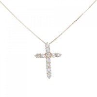K10YG クロス ダイヤモンド ネックレス 0.30CT