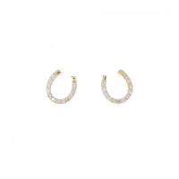 K18YG ホースシュー ダイヤモンド ピアス 0.12CT