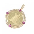 K18YG枠 ルビー コインペンダント 0.76CT