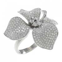 18KWG フラワー ダイヤモンド リング 1.93CT