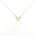K18YG バタフライ ダイヤモンド ネックレス 0.1CT