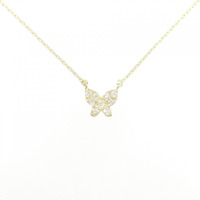 K18YG バタフライ ダイヤモンド ネックレス 0.1CT