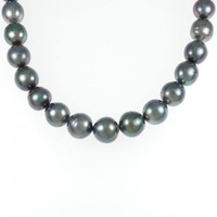 シルバークラスプ 黒蝶パール ネックレス 9-10.5mm
