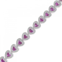 K18WG ハート ルビー ブレスレット 3.50CT