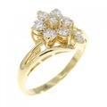 K18YG フラワー ダイヤモンド リング 0.35CT
