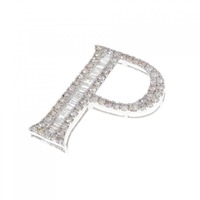 K18WG イニシャルP ダイヤモンド ペンダント 0.50CT