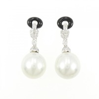 K18WG 白蝶パール ピアス 11.7mm