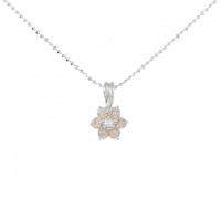 K18WG フラワー ダイヤモンド ネックレス 0.50CT