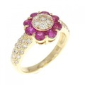 K18YG フラワー ルビー リング 0.93CT