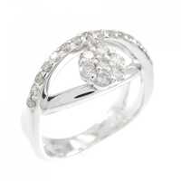 K18WG フラワー ダイヤモンド リング 0.50CT