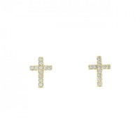 K18YG クロス ダイヤモンド ピアス
