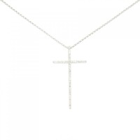 K18WG クロス ダイヤモンド ネックレス 0.26CT