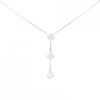 K18WG スリーストーン ダイヤモンド ネックレス 1.00CT